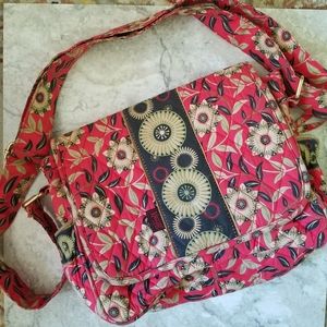 MaggiB quilted red floral bag